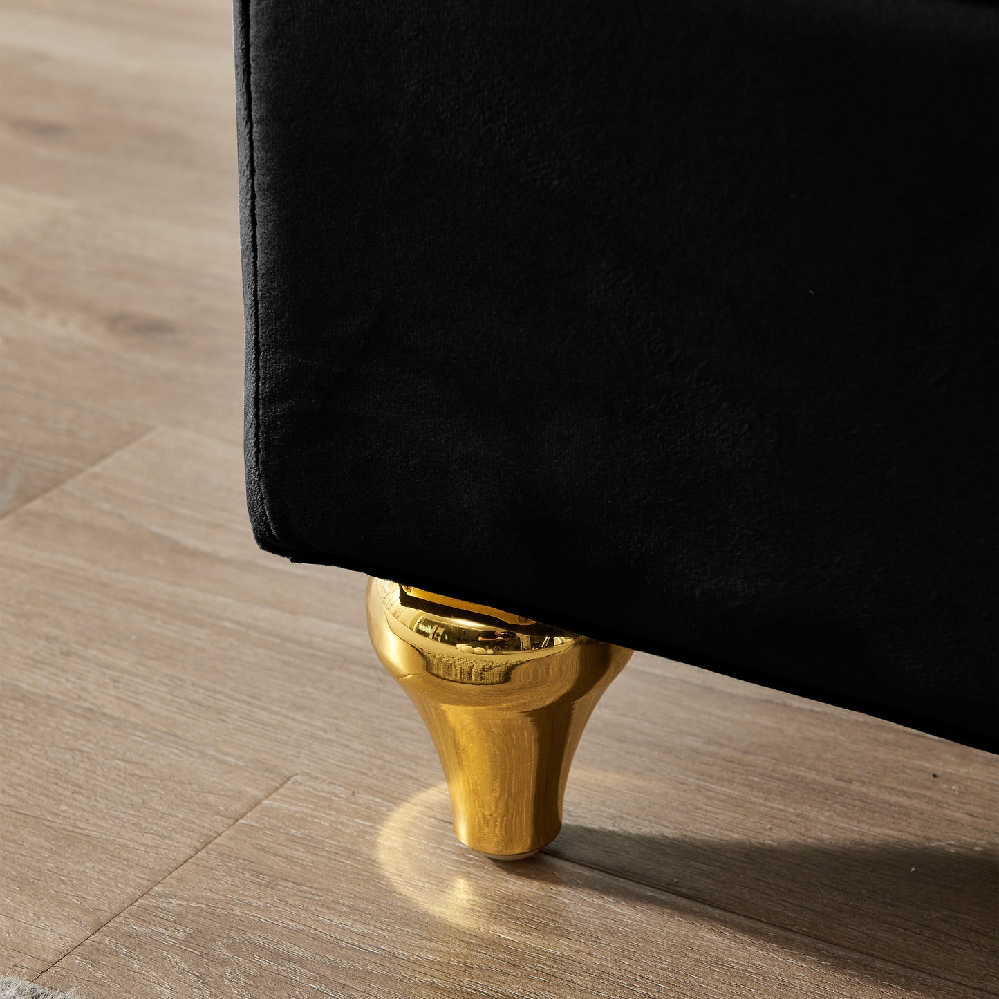 Modern Upholstery Chaise Lounge Chair with Storage Velvet (black) - detail view 7