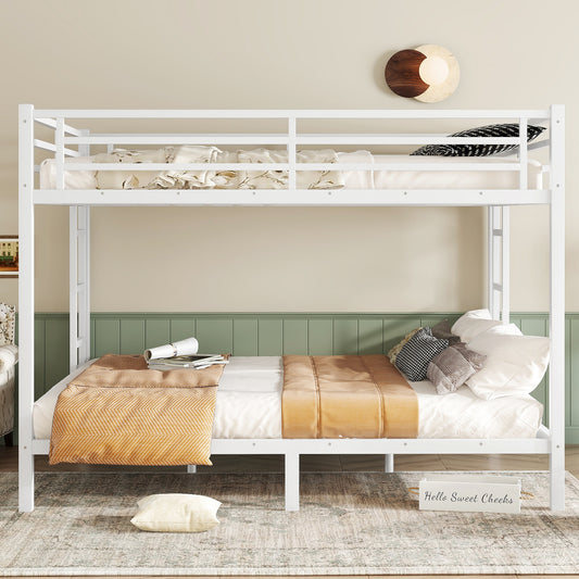 Metal Queen over Queen Bunk Bed for Teens and Adults - White - detail view 2