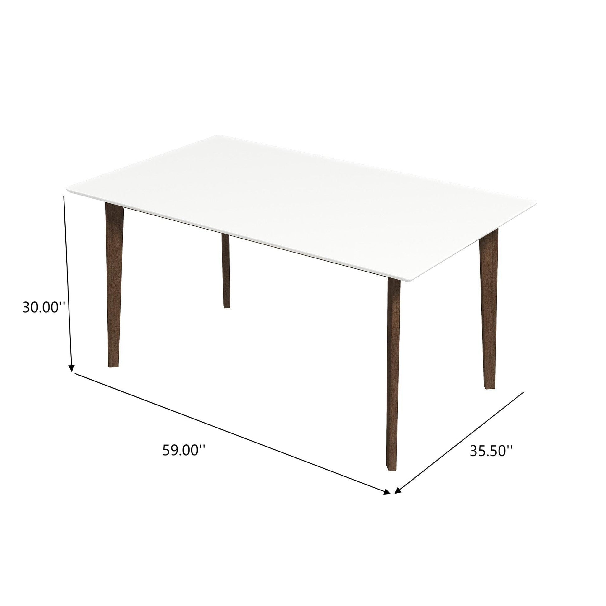 Brown and White Rectangular Solid Wood Dining Room Table with Brown Wood Base - detail view 6