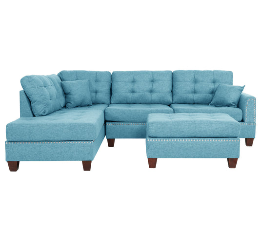 3 Piece Reversible Sectional Sofa Set W/ Ottoman - detail view 2