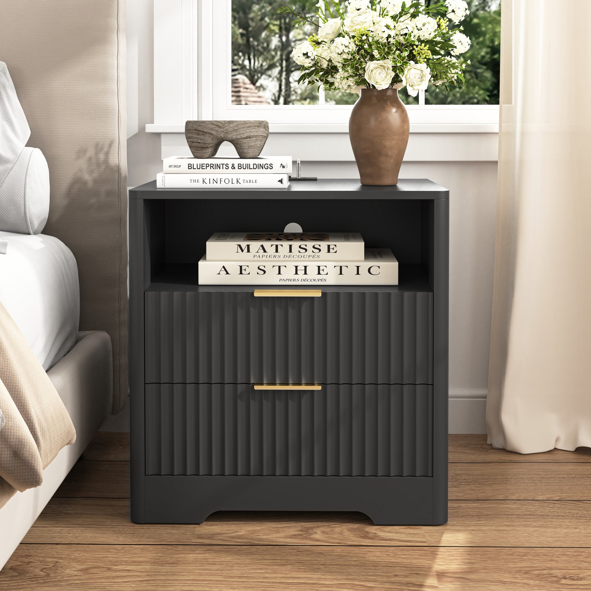 Nightstand with Charging Station - Black - primary color shot