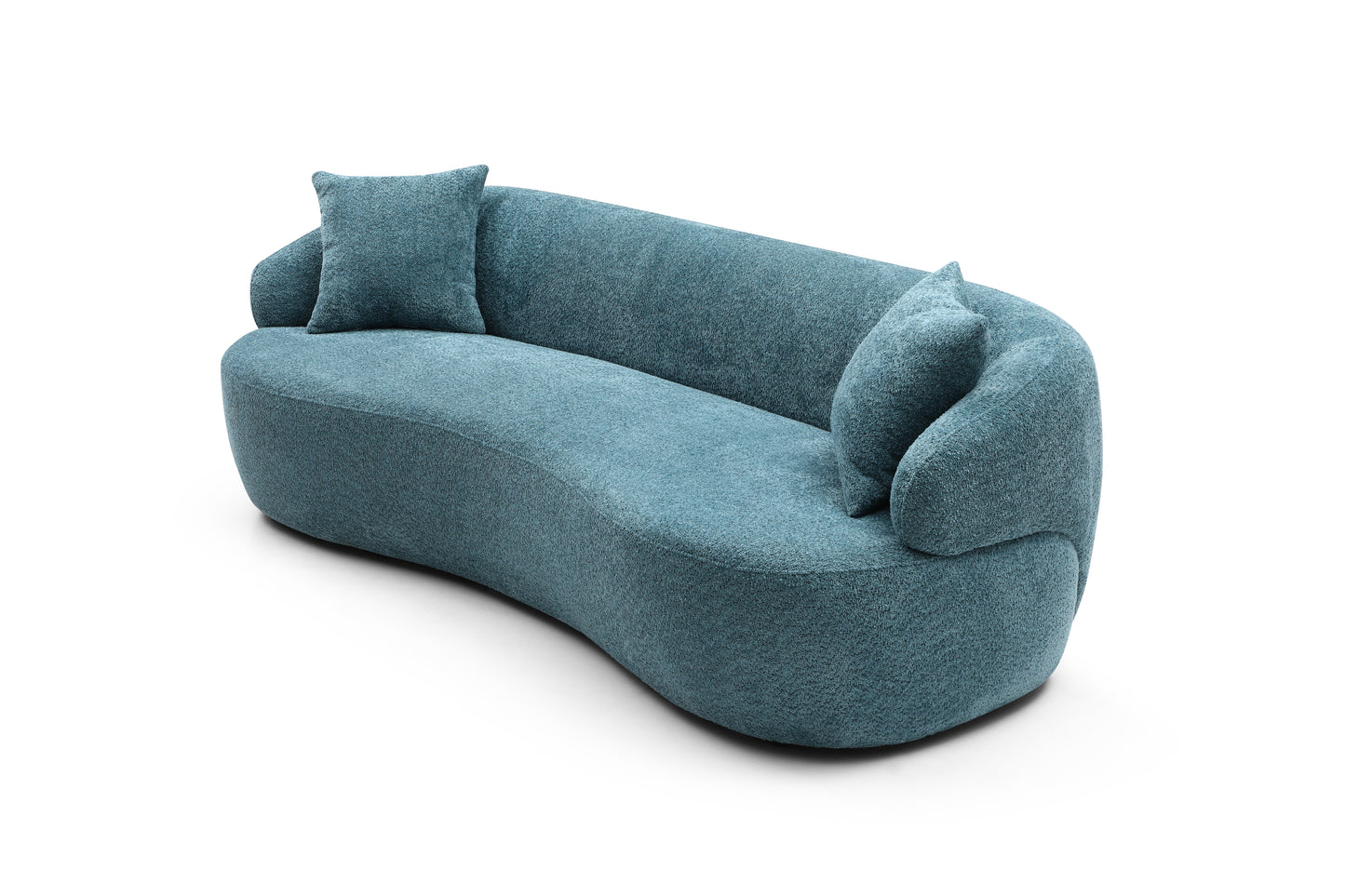 Blue Mid Century Modern Curved Sofa - detail view 3
