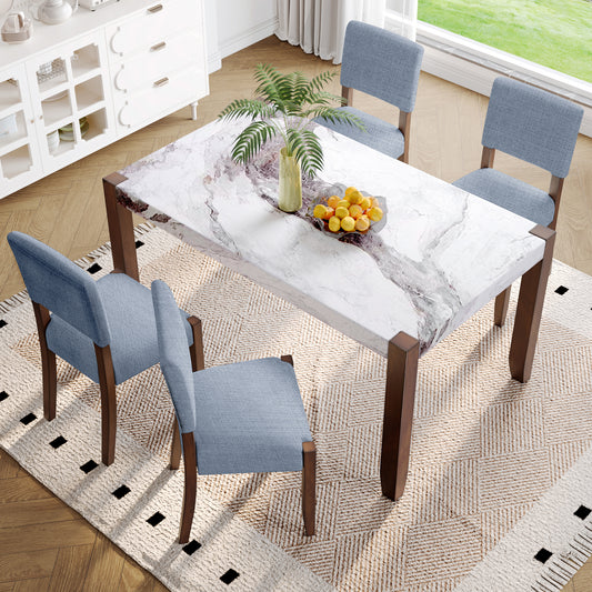 5-Piece Dining Table Set for 4 - Gray,white - primary color shot