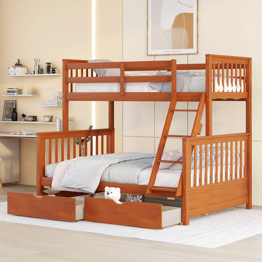 Stefan Twin over Full Bunk Bed with Ladder and Two Storage Drawers - Walnut - detail view 2