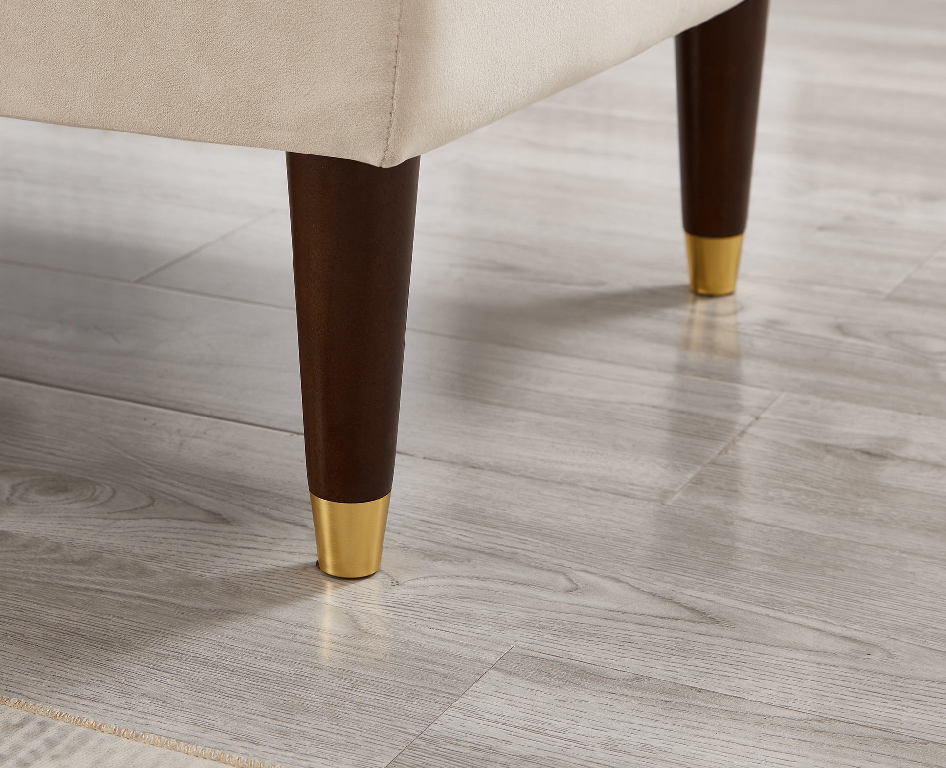 Modern Chaise Lounge Chair Velvet Upholstery (beige) - detail view 5