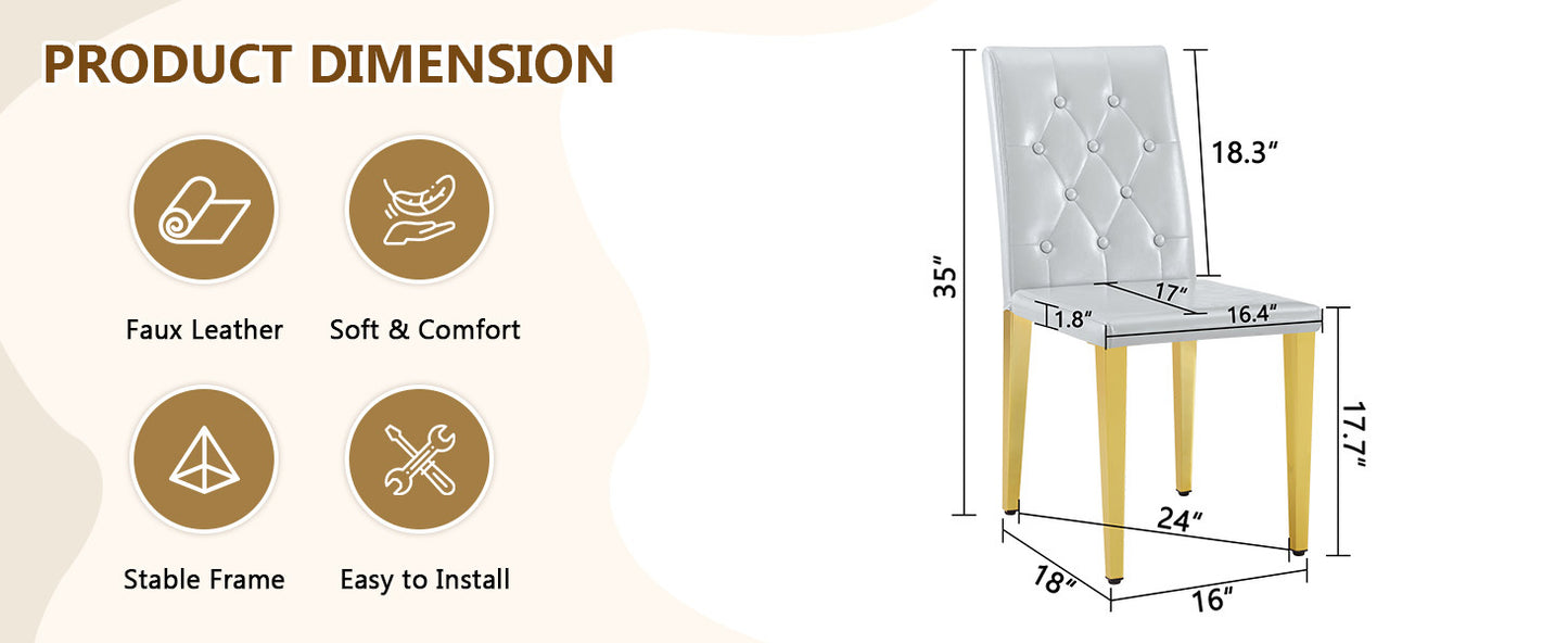 Gray Upholstered Fabric Dining Chairs with Gold Legs (set of 2) - detail view 8