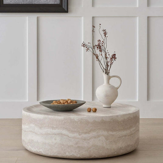 31.49'' Faux MARS Pattern Coffee Tables - Faux Travertine Textured - detail view 2