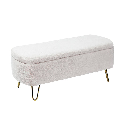 White Faux Fur Storage Ottoman