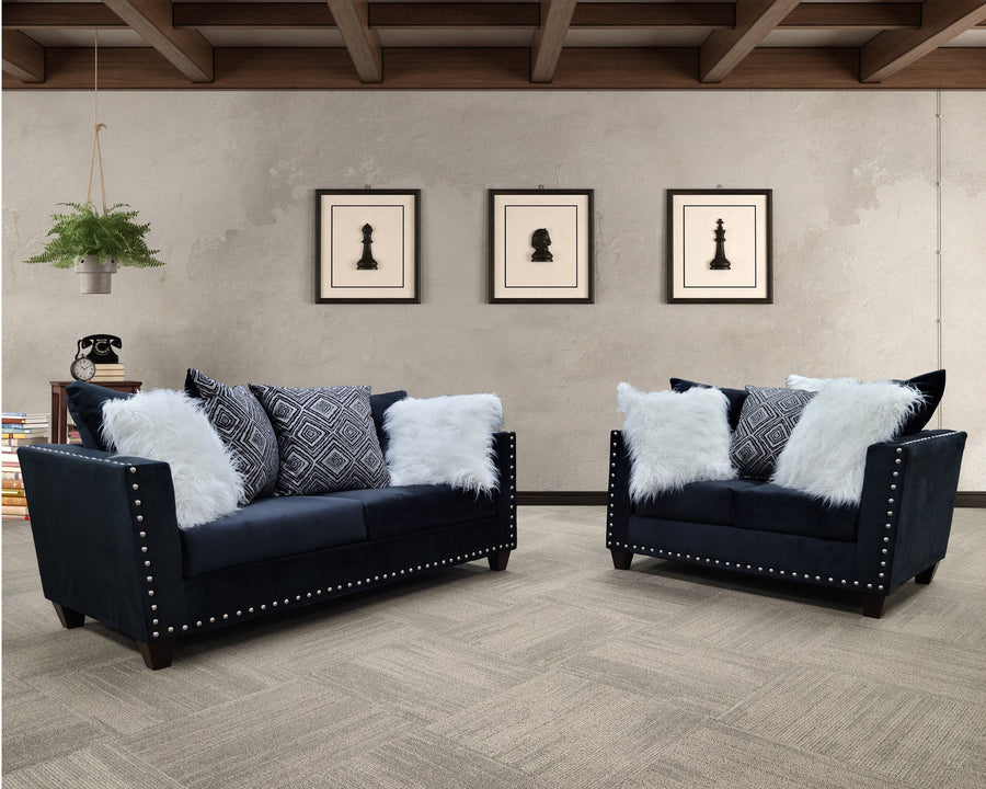 Marciaz Velvet Sofa in Black or Silver - Finally Home Furnishings LLC