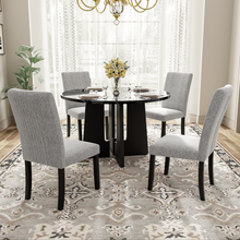 Round Dining Table for 4, 43-Inch Faux Marble Top, Mid-Century Modern Round Dining Table for Cafes, Restaurants, Bars, Home Offices and Conference - detail view 2