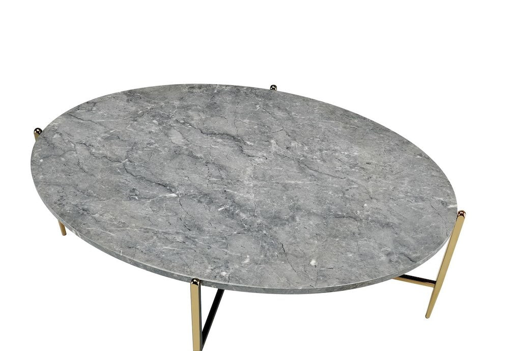 ACME Tainte Coffee Table, Faux Marble & Champagne Finish 83475