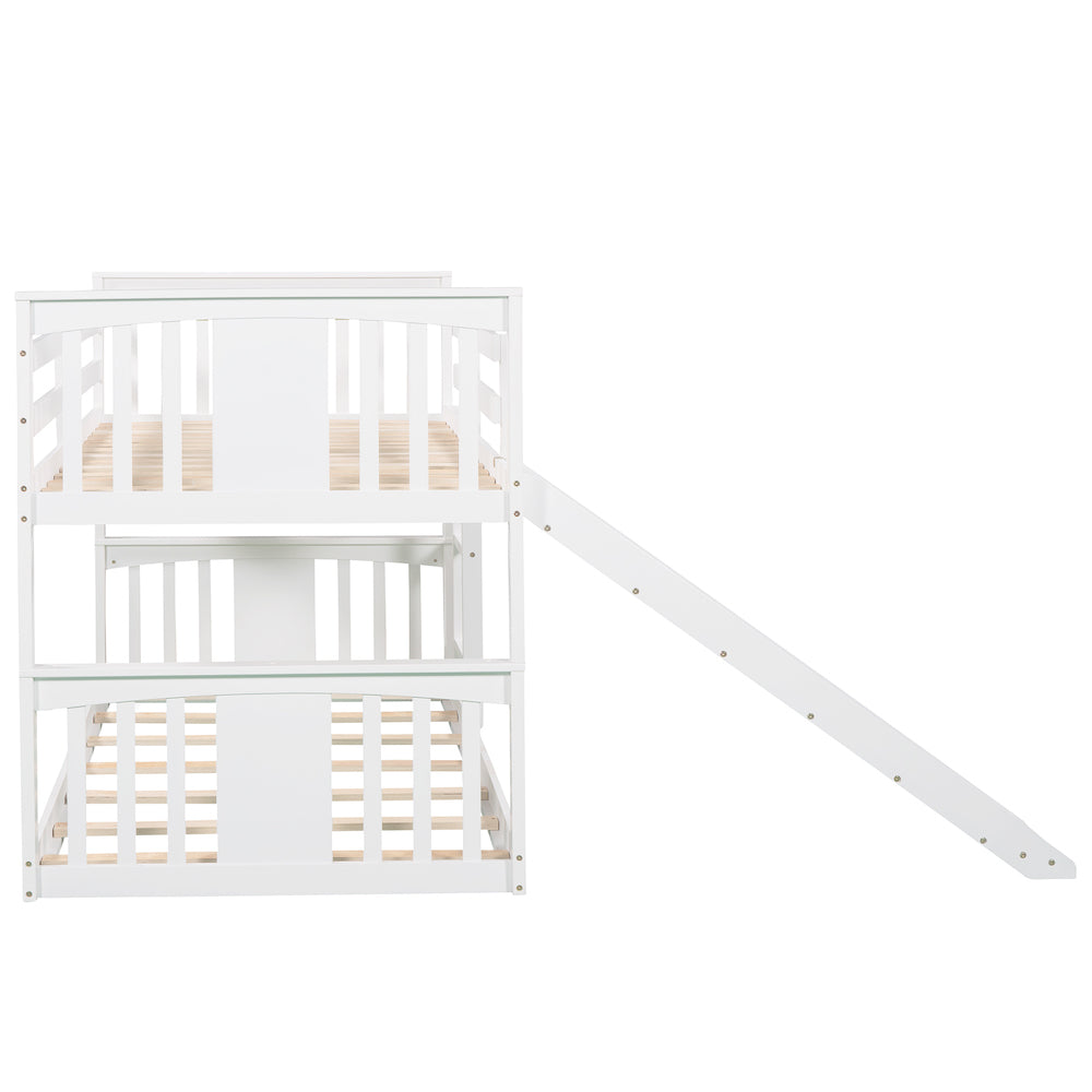 Lucky Twin over Twin Bunk Bed with Slide - White