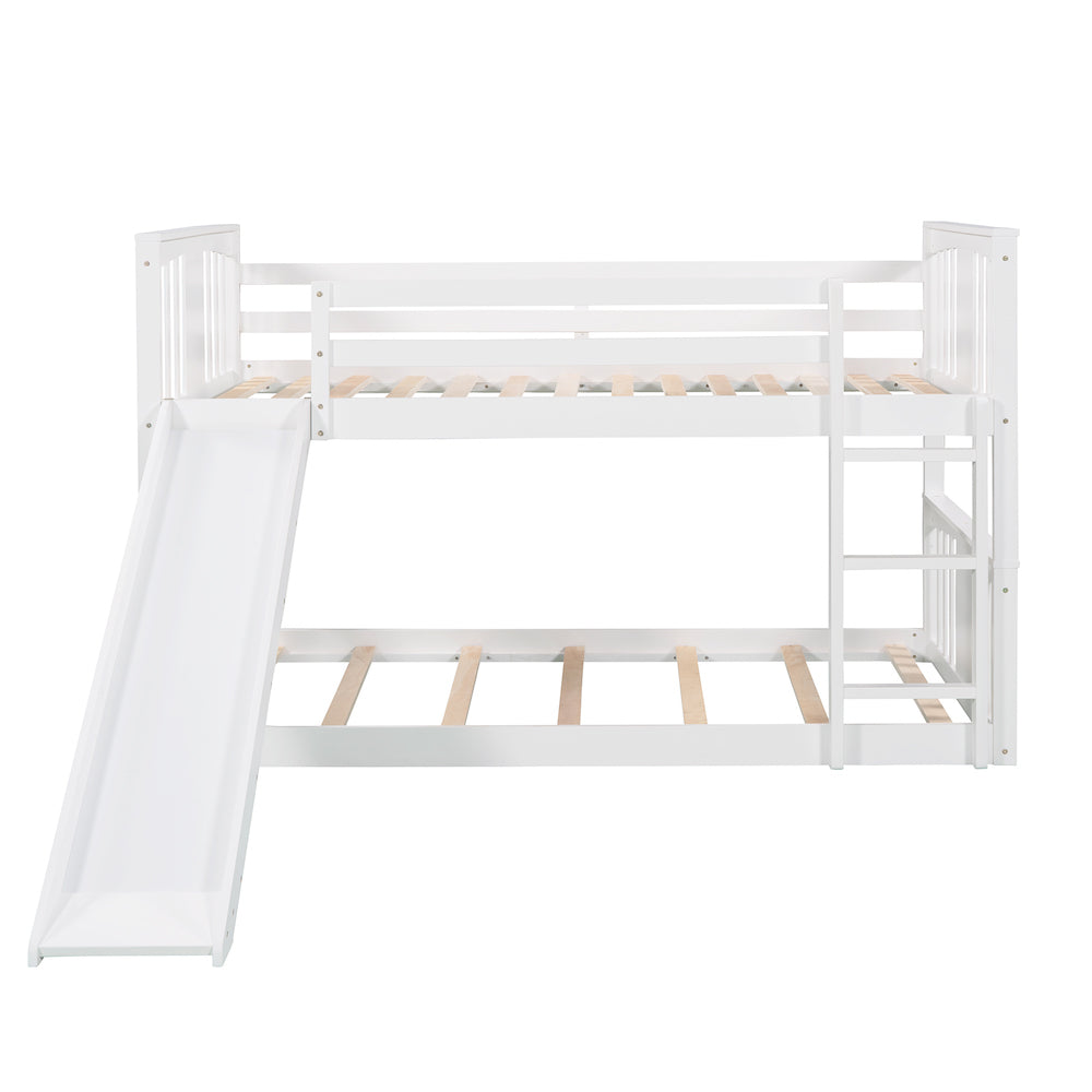 Lucky Twin over Twin Bunk Bed with Slide - White