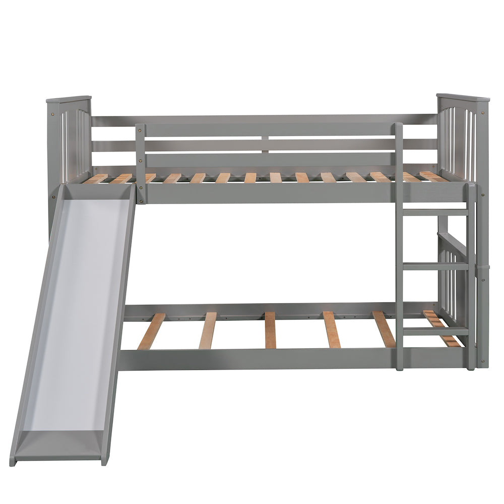 Lucky Twin over Twin Bunk Bed with Slide - Gray