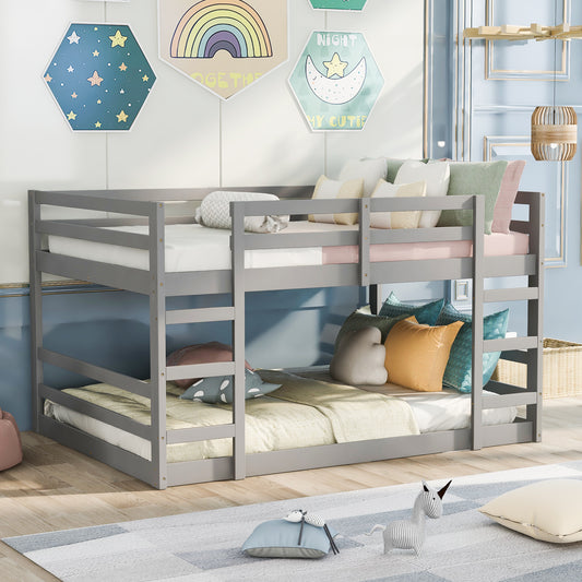 Full over Full Bunk Bed with Ladder - Gray - primary color shot