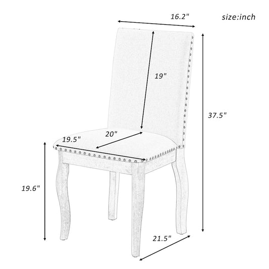 TREXM Set of 4 Dining chairs Wood Upholstered Fabirc Dining Room Chairs with Nailhead Espresso