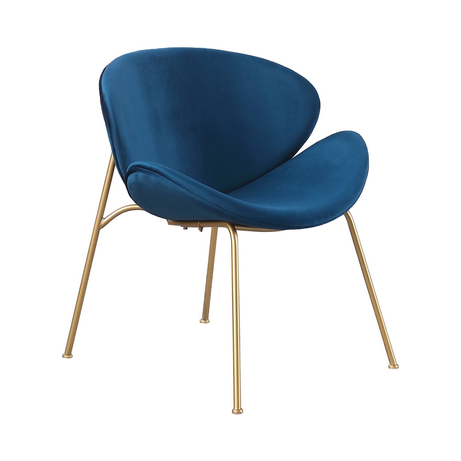 Artisan Furniture Modern Velvet Dining Chair with Gold Legs Set of 2 - Blue