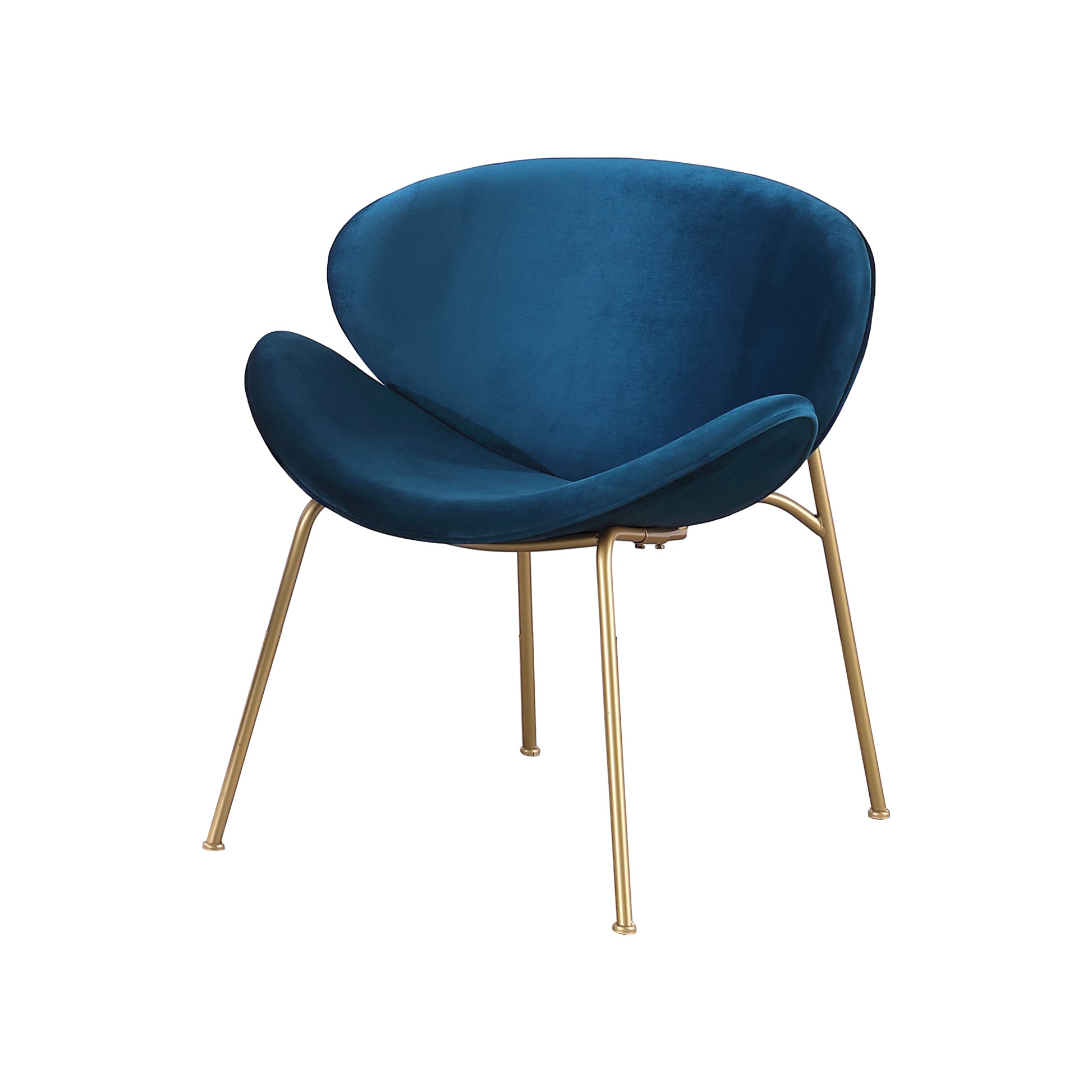 Artisan Furniture Modern Velvet Dining Chair with Gold Legs Set of 2 - Blue