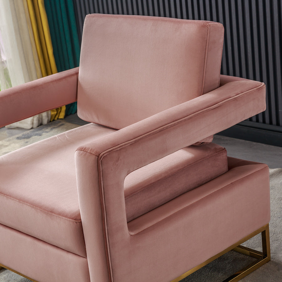 Artisan Modern Velvet Accent Chair with Gold Legs - Pink