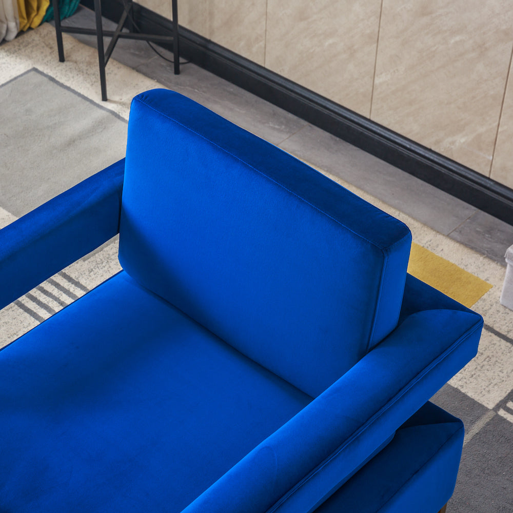 Artisan Modern Velvet Accent Chair with Gold Legs - Blue