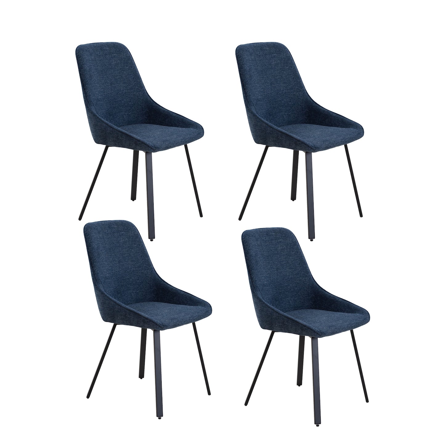 Justone Modern Linen Dining Side Chairs Set of 4 Blue