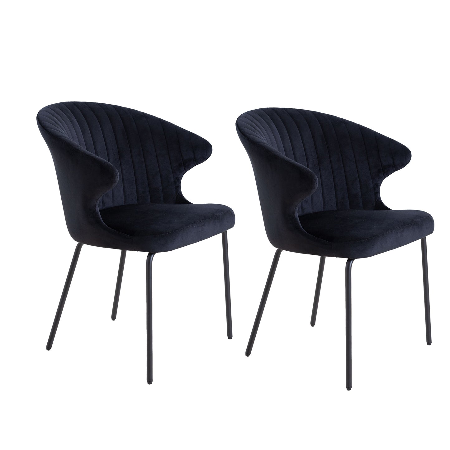 Justone Modern Linen Dining Side Chairs Set of 2 Black