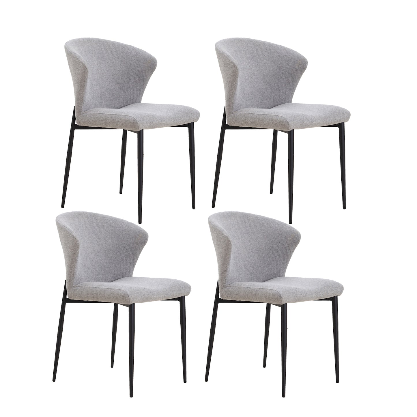 Justone Modern Linen Dining Side Chairs Set of 4 Light Gray