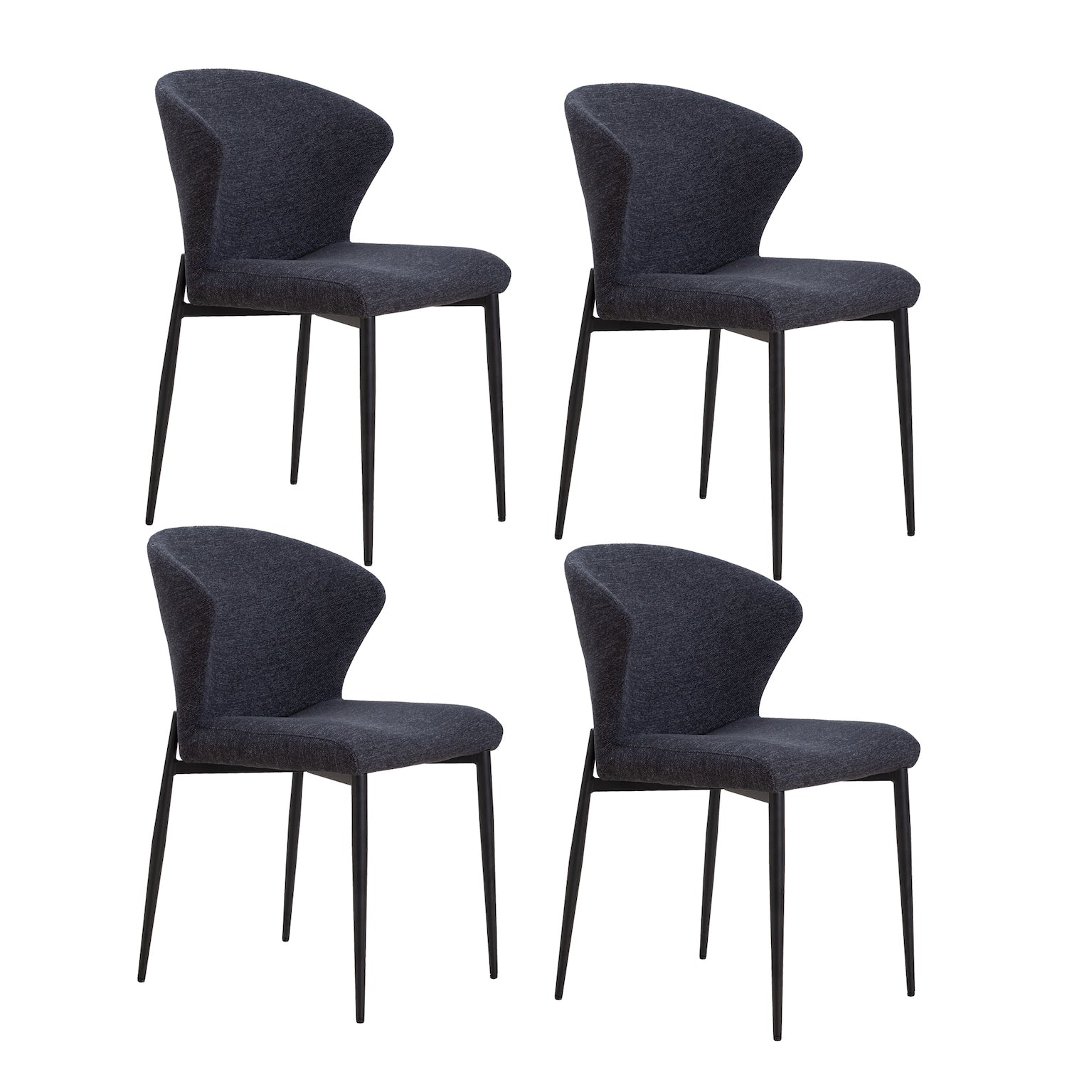 Justone Modern Linen Dining Side Chairs Set of 4 Dark Gray