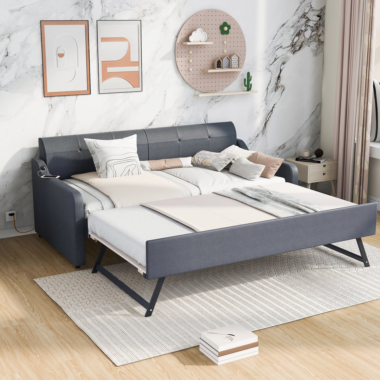 Manda Twin Daybed & Pop-up Trundle Set - Beige