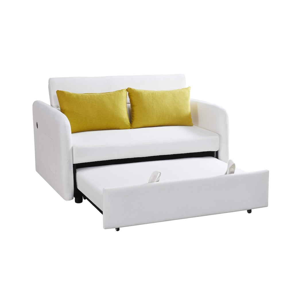 Bloom Twin Sofa Size Upholstered Sofa Bed - Cream White