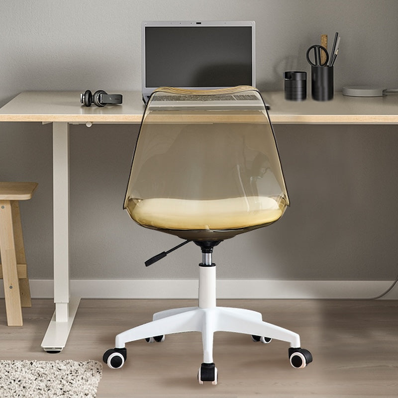 Mora Modern Swivel Office Chair in Transparent Plastic - Brown