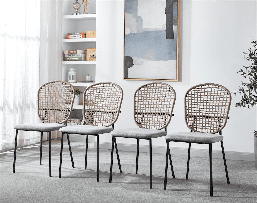 EGO Store Black & Gray Sennit Chairs Set of 4