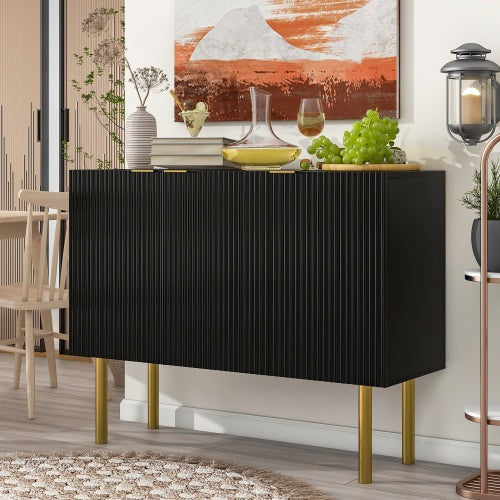 TREXM Modern Simple & Luxry Style Sideboard Cabinet - Black