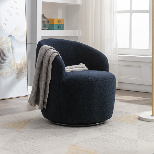 DG Collection Teddy Fabric Swivel Accent Chair - Dark Blue