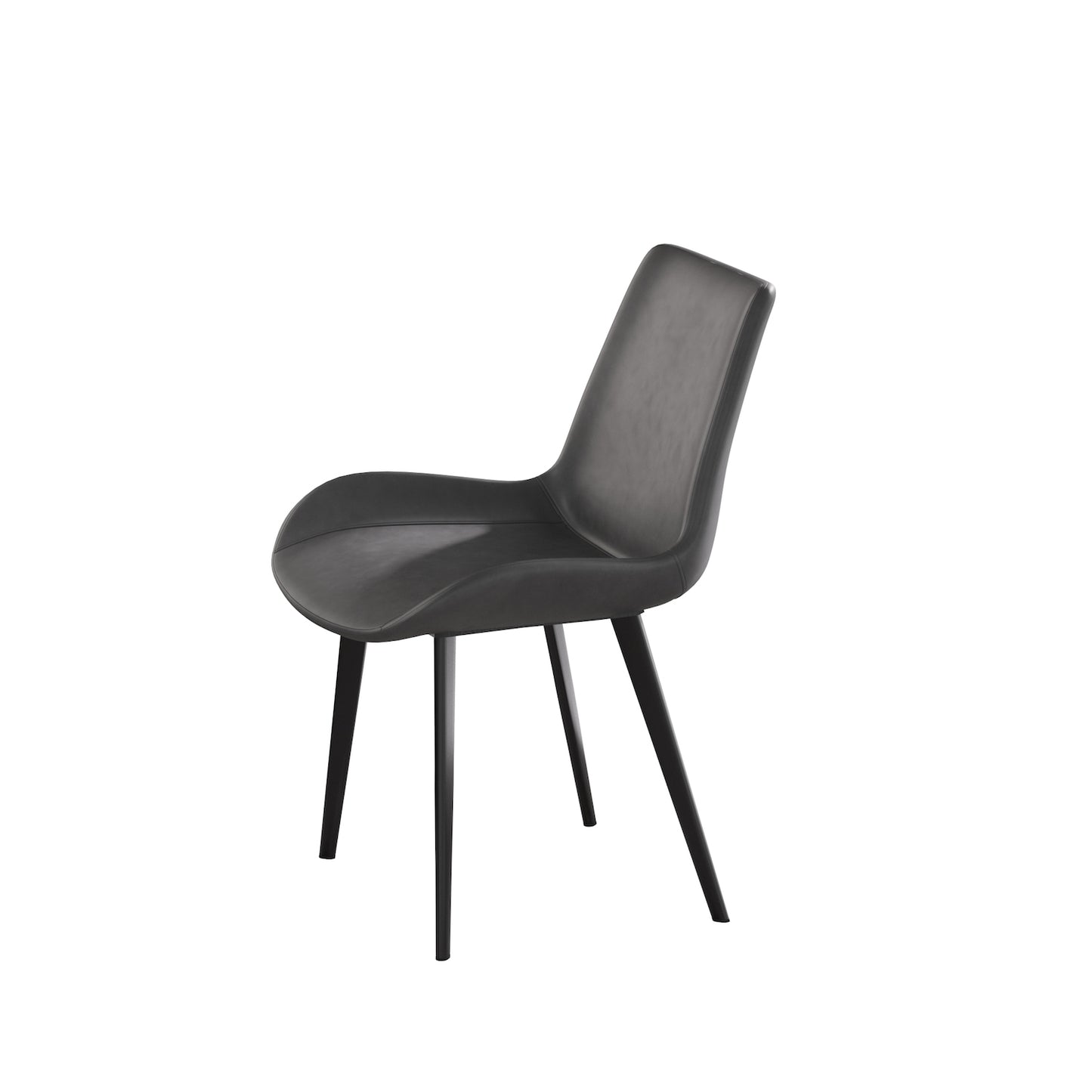 Atunus Modern Leatherette Dining Side Chairs with Black Metal Legs Set of 4 - Gray