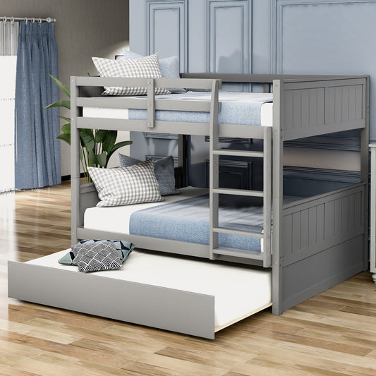 Lucky Full over Full Bunk Bed with Trundle - Gray