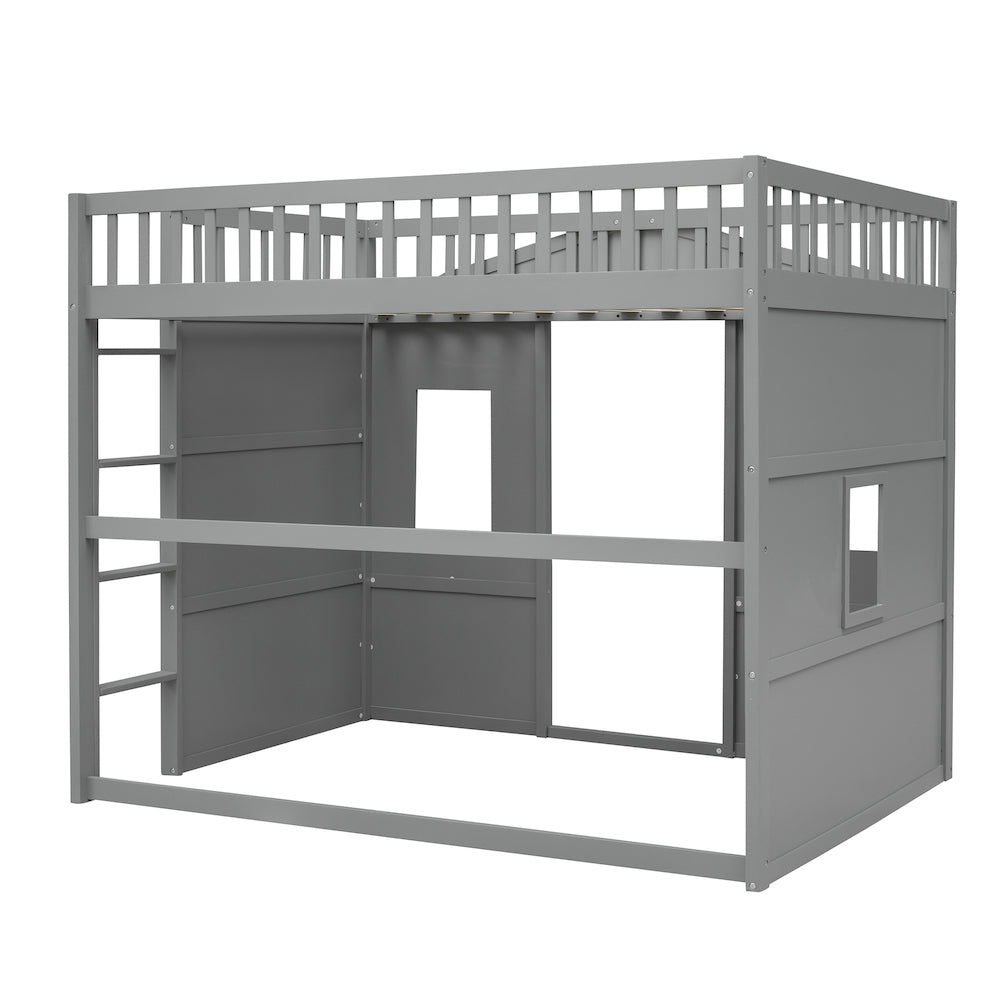 Homey Life House Loft Bed With Ladder- Gray