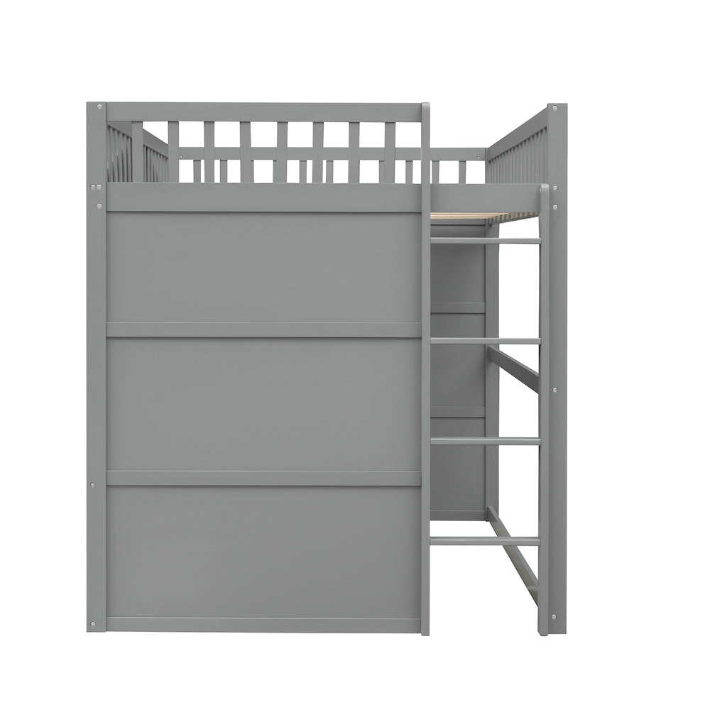 Homey Life House Loft Bed With Ladder- Gray