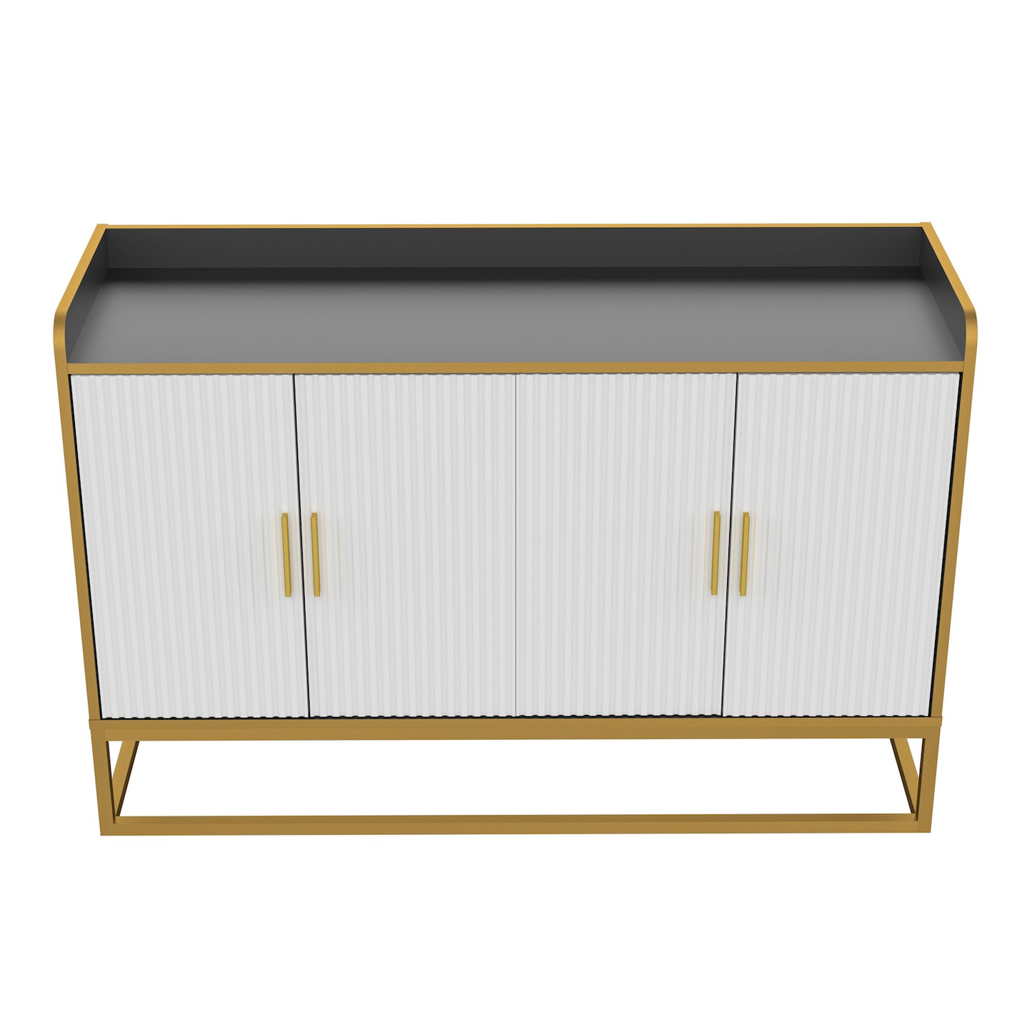Justone Interior Modern Storage Cabinet - White/Gold/Black