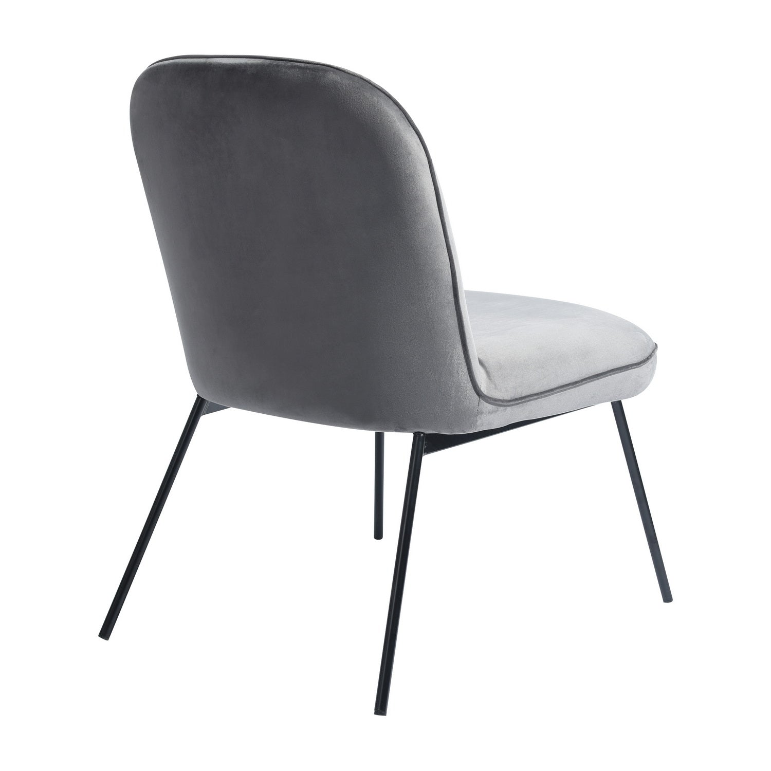 Arlo Modern Velvet Armless Dining Chair with Black Legs - Gray Set of 2