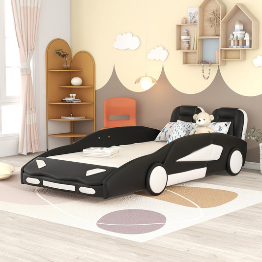 Adventure Twin Size PU Car Bed - Black & White
