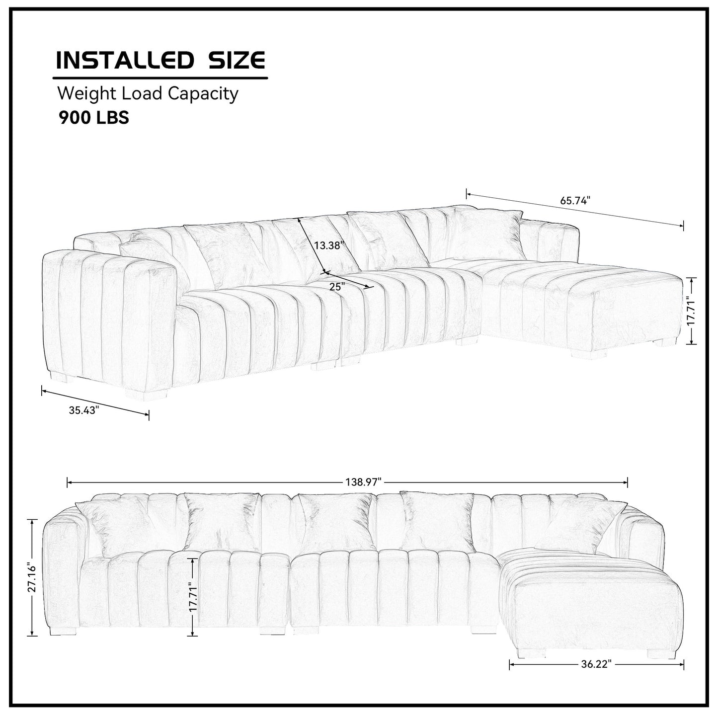 Justone Interior 139" Modern L-Shape Sectional Sofa in Beige Velvet
