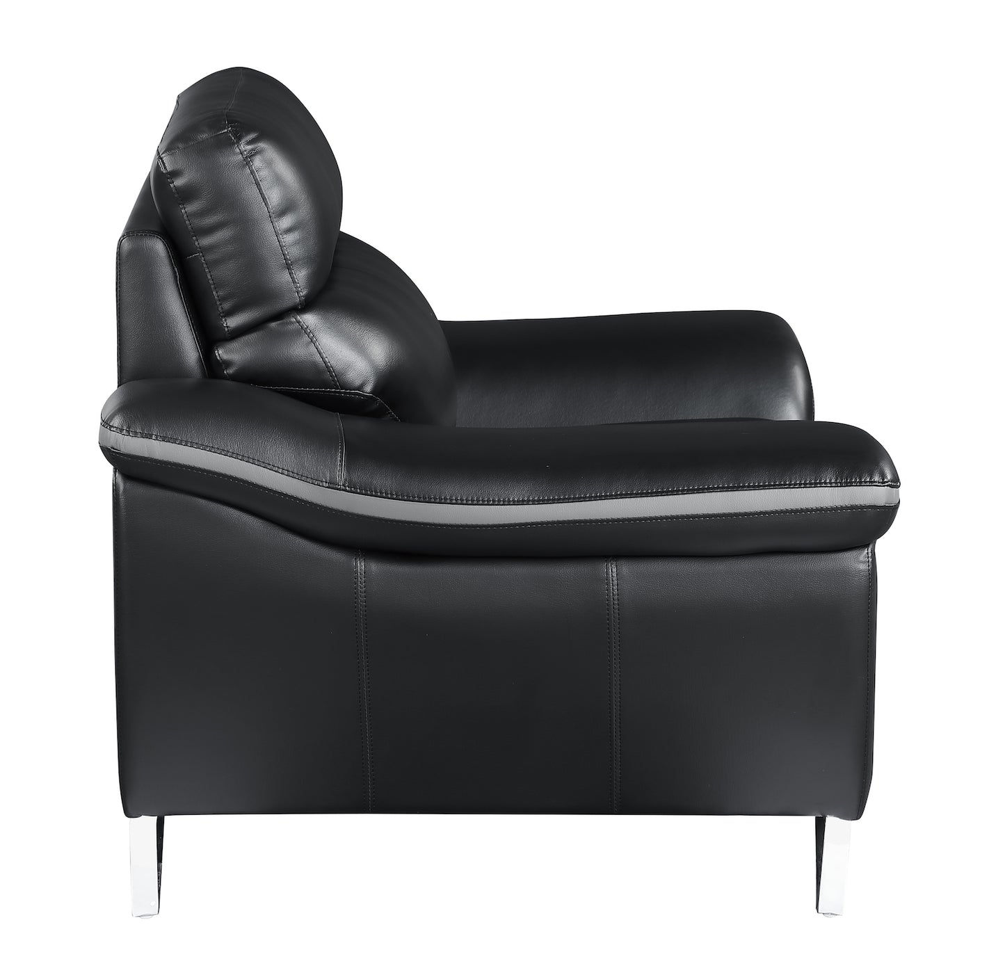 GU Furniture Modern Italian Leather Sofa - Black