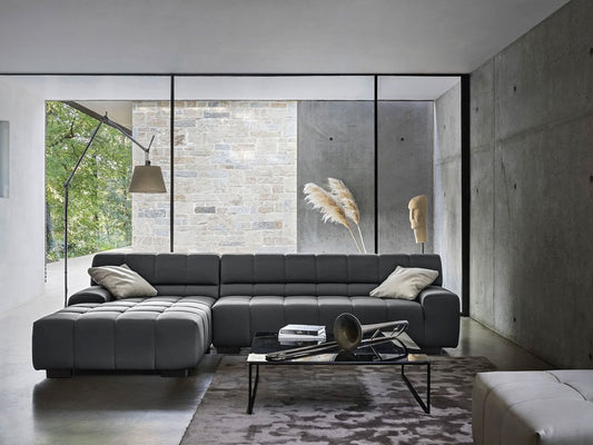 Justone Interior 126" Mid-Century Modern Sectional - Dark Gray