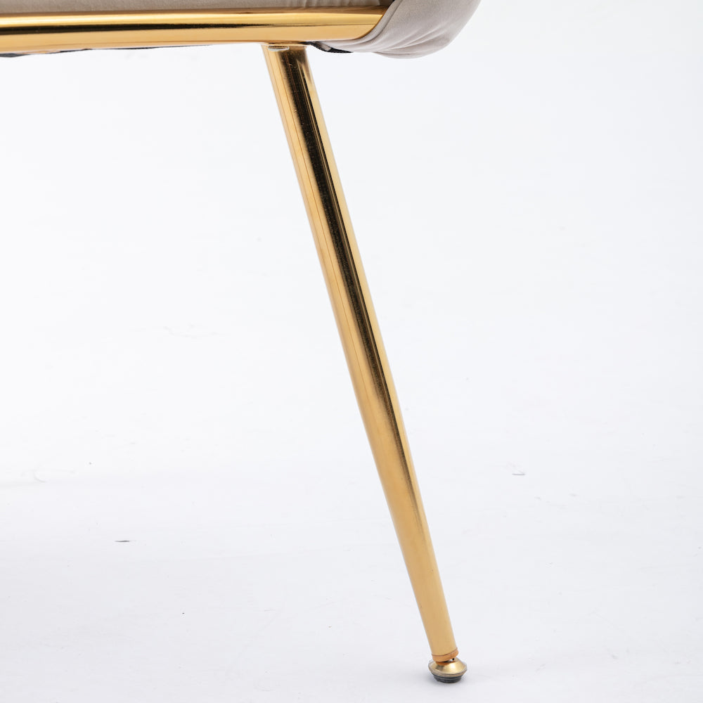 Zen Zone Modern Luxury Accent Chair with Gold Legs -Beige