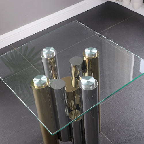 Woker Furniture Modern Elegant Stainless Steel Square Glass End Table
