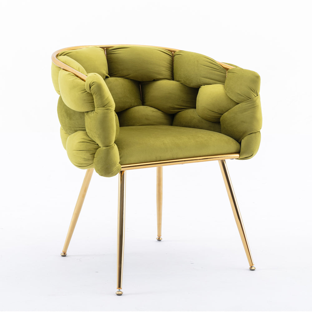 Zen Zone Modern Luxury Accent Chair with Gold Legs - Olive Green