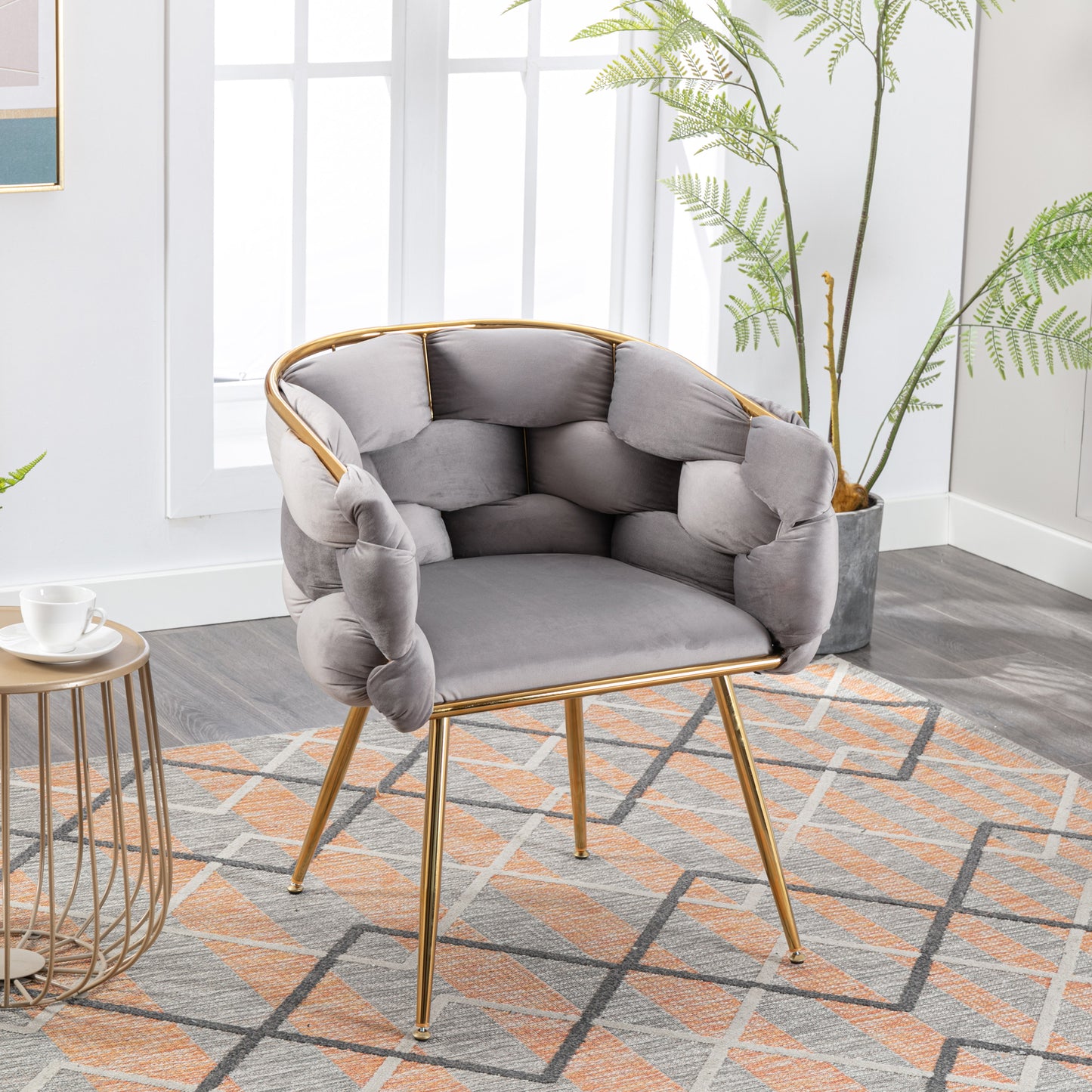 Zen Zone Modern Luxury Accent Chair with Gold Legs - Gray