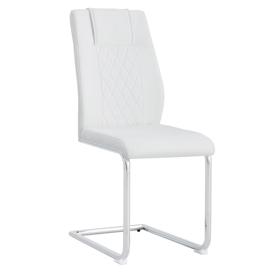 Linx Modern White PU Leather Side Chairs with Silver Legs