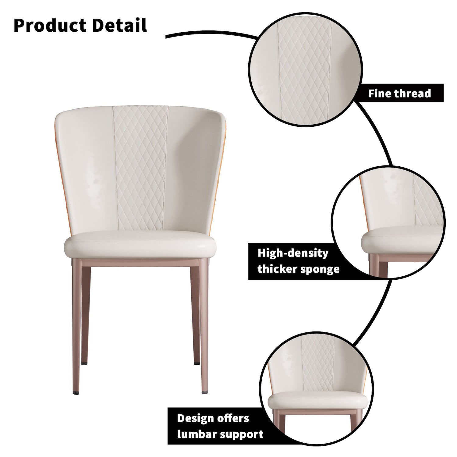 Atunus Modern Dining Side Chair Set of 2 - White & Orange